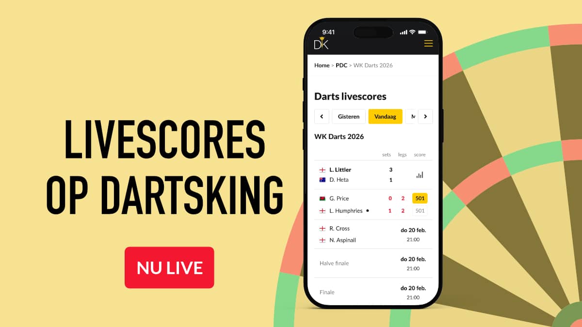 DartsKing lanceert livescores! Volg alle wedstrijden in realtime